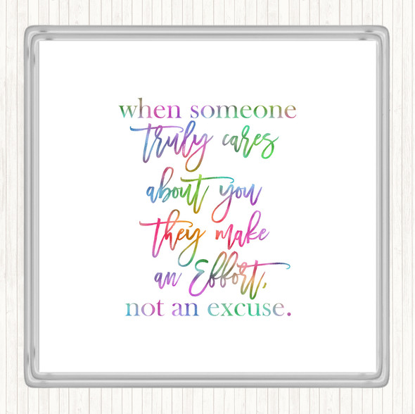 Truly Cares Rainbow Quote Drinks Mat Coaster
