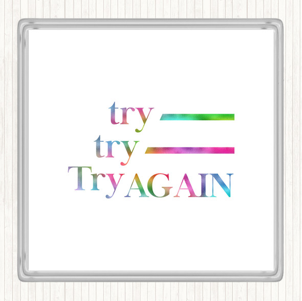 Try Again Rainbow Quote Drinks Mat Coaster