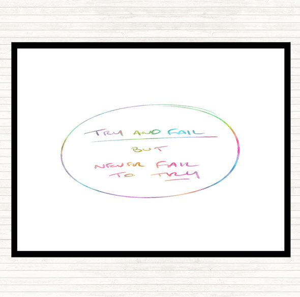 Try And Fail Rainbow Quote Mouse Mat Pad