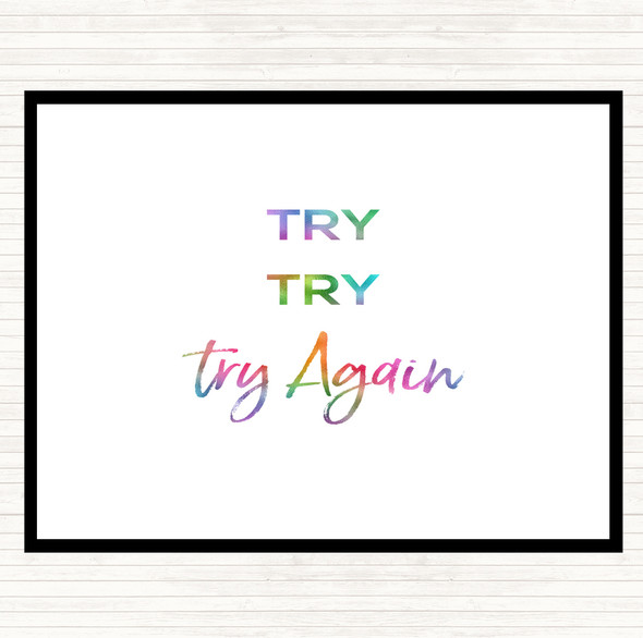 Try Try Again Rainbow Quote Mouse Mat Pad
