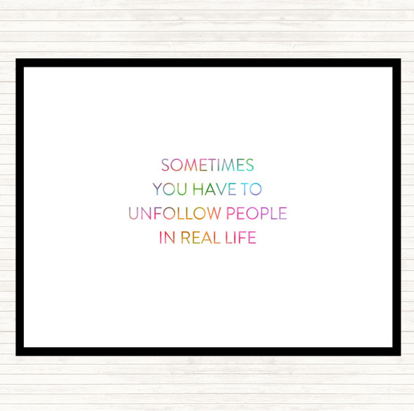 Unfollow People Rainbow Quote Mouse Mat Pad