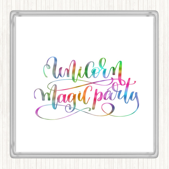 Unicorn Party Rainbow Quote Drinks Mat Coaster