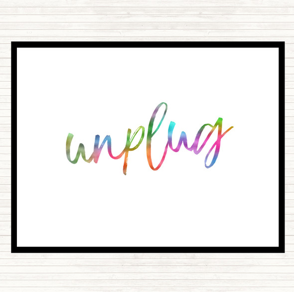 Unplug Rainbow Quote Dinner Table Placemat