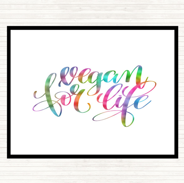 Vegan For Life Rainbow Quote Mouse Mat Pad