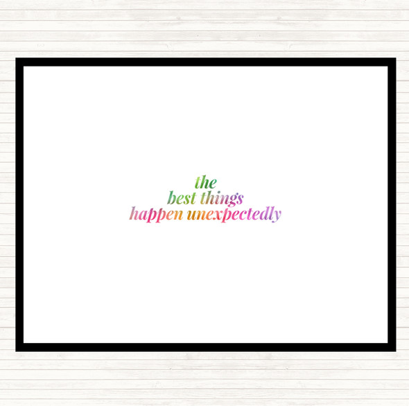 Best Things Happen Unexpectedly Rainbow Quote Mouse Mat Pad