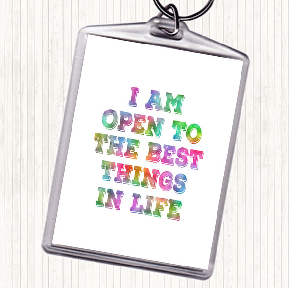 Best Things In Life Rainbow Quote Bag Tag Keychain Keyring