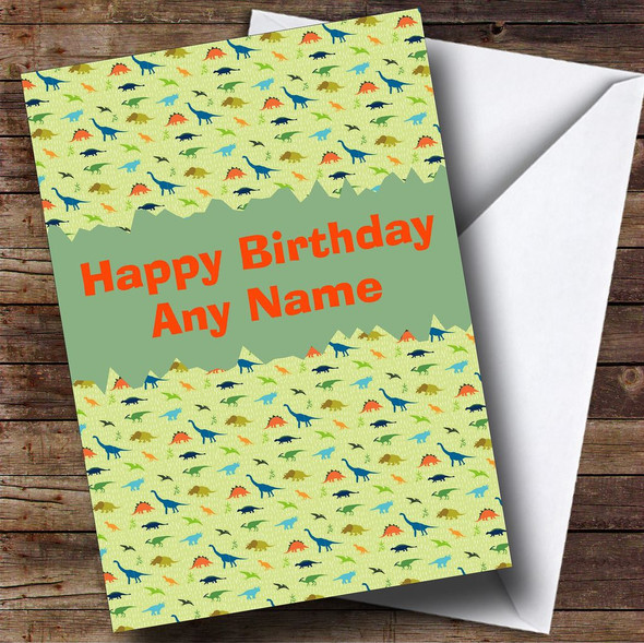 Green Dinosaurs Personalised Birthday Card