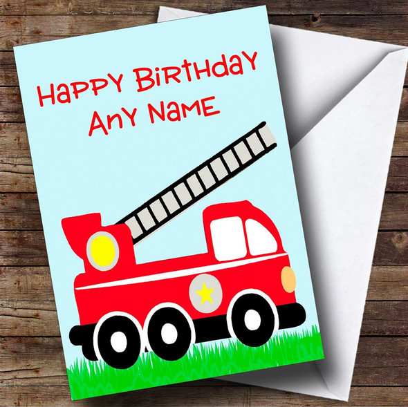 Fire Engine Fireman Personalised Birthday Card