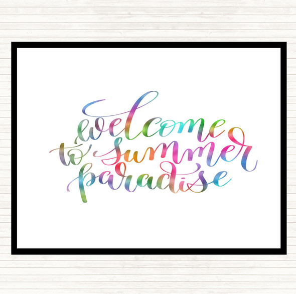 Welcome To Summer Paradise Rainbow Quote Dinner Table Placemat