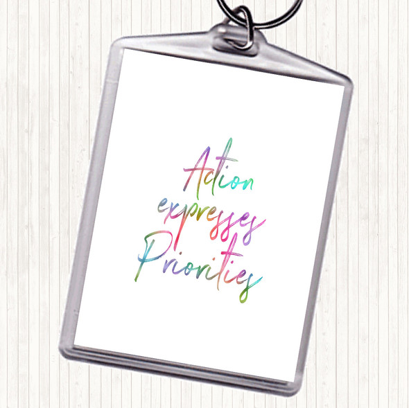 Action Expresses Priorities Rainbow Quote Bag Tag Keychain Keyring