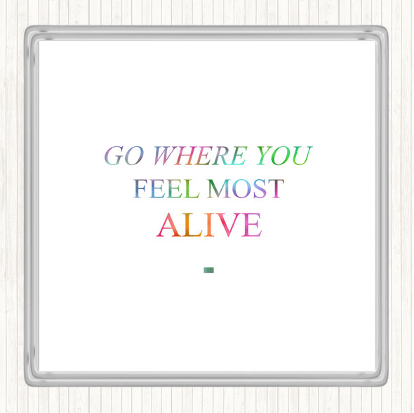 Where You Feel Rainbow Quote Drinks Mat Coaster