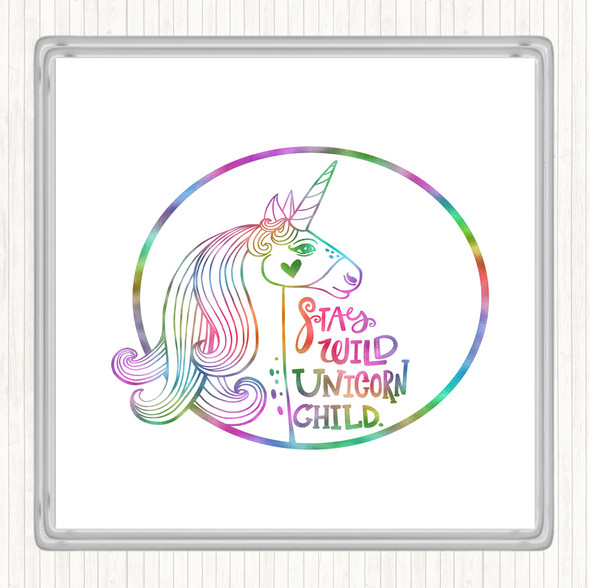 Wild Unicorn Rainbow Quote Drinks Mat Coaster