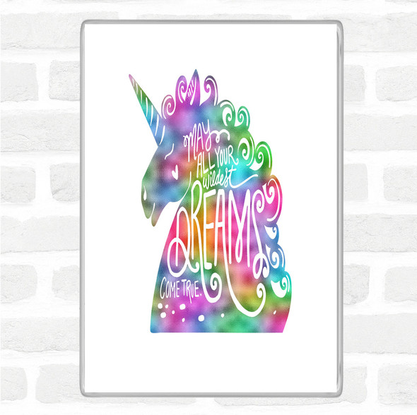 Wildest Dreams Unicorns Rainbow Quote Jumbo Fridge Magnet