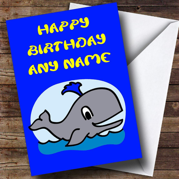 Whale Cartoon Personalised Birthday Card