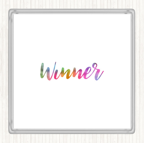 Winner Rainbow Quote Drinks Mat Coaster