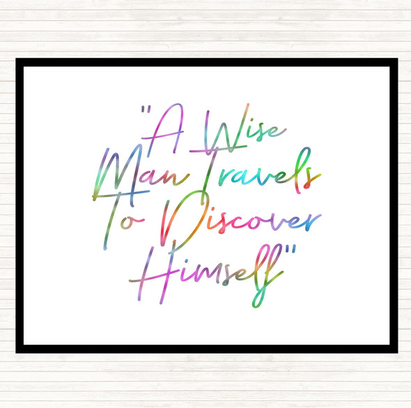 Wise Man Travels Rainbow Quote Mouse Mat Pad