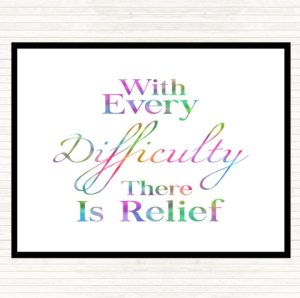 With Every Difficulty Rainbow Quote Dinner Table Placemat