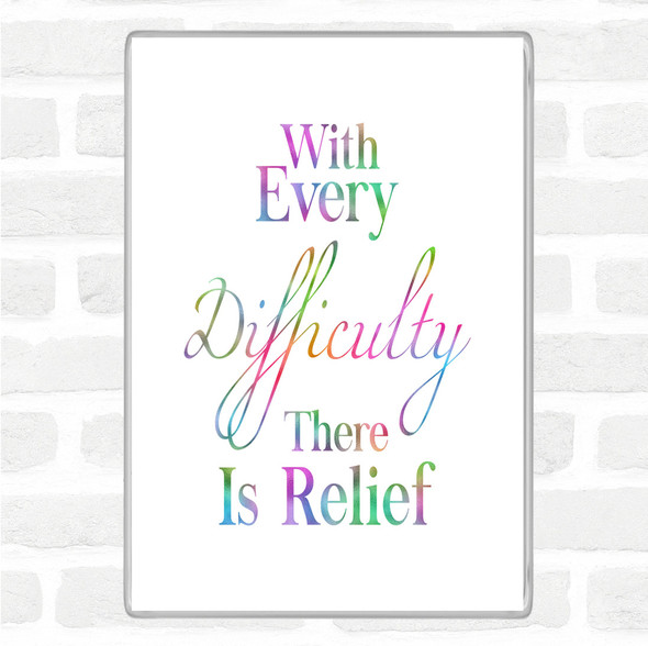 With Every Difficulty Rainbow Quote Jumbo Fridge Magnet