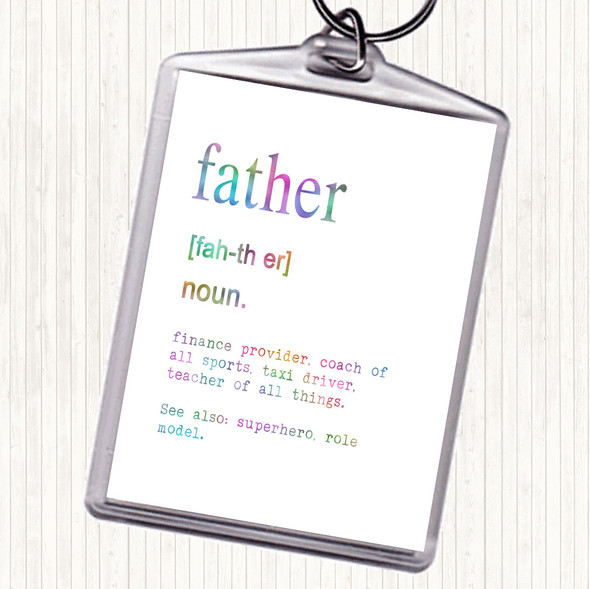 Word Definition Father Rainbow Quote Bag Tag Keychain Keyring