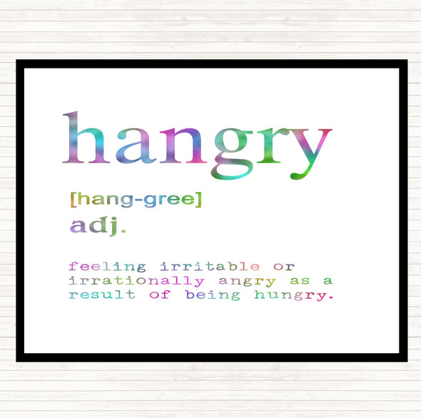 Word Definition Hangry Rainbow Quote Dinner Table Placemat