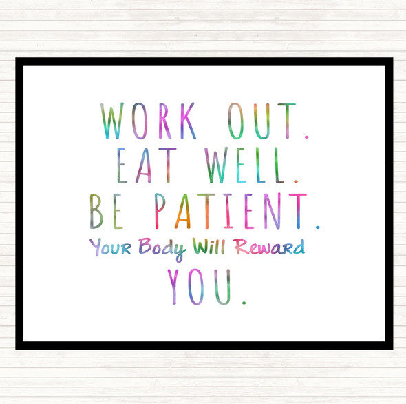 Work Out Rainbow Quote Mouse Mat Pad