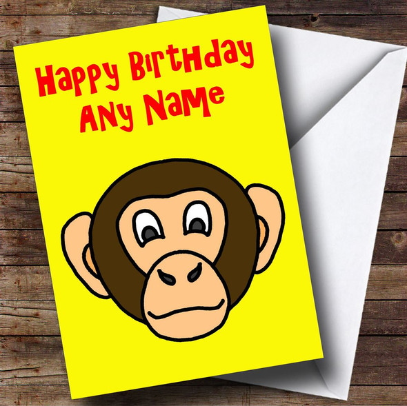 Monkey Cartoon Face Personalised Birthday Card