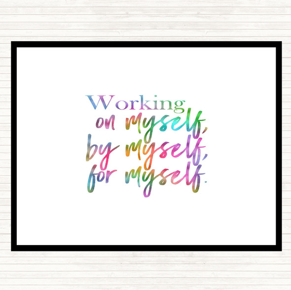 Working On Myself Rainbow Quote Mouse Mat Pad