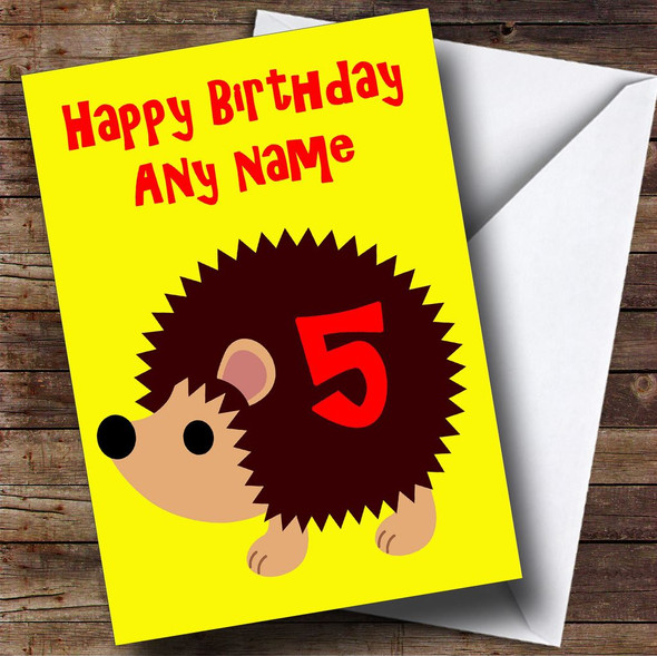 Hedgehog Cartoon Personalised Birthday Card