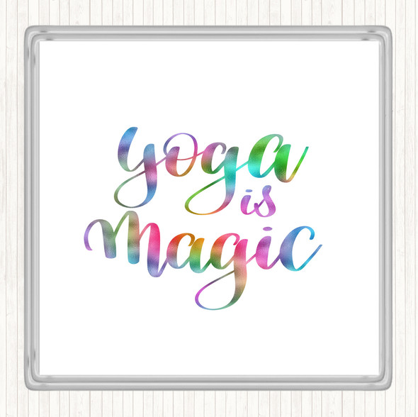 Yoga Is Magic Rainbow Quote Drinks Mat Coaster