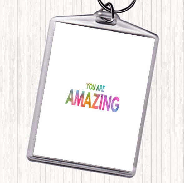 You Are Amazing Rainbow Quote Bag Tag Keychain Keyring