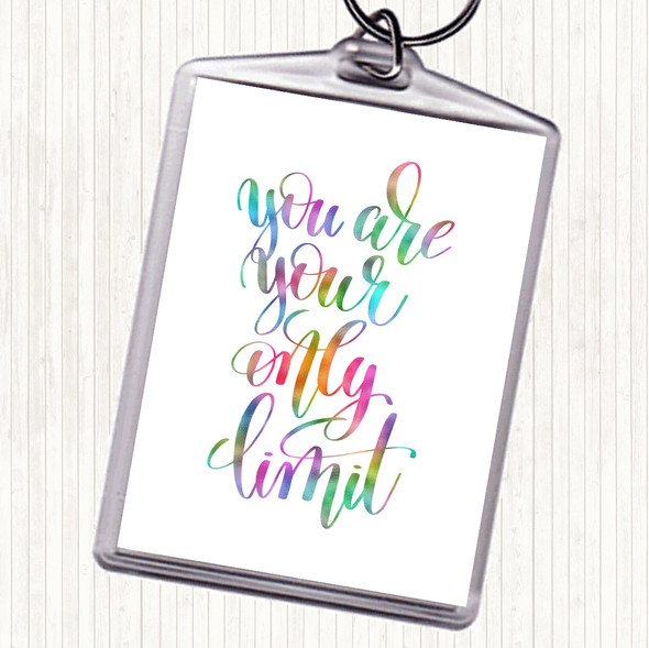 You Are Your Only Limit Swirl Rainbow Quote Bag Tag Keychain Keyring