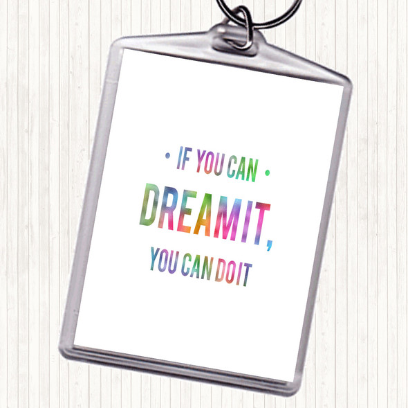 You Can Do It Rainbow Quote Bag Tag Keychain Keyring