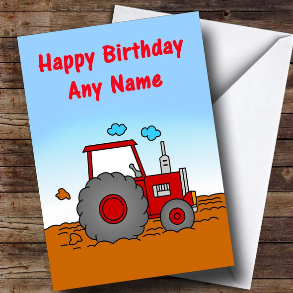 Big Red Tractor Personalised Children's Birthday Card