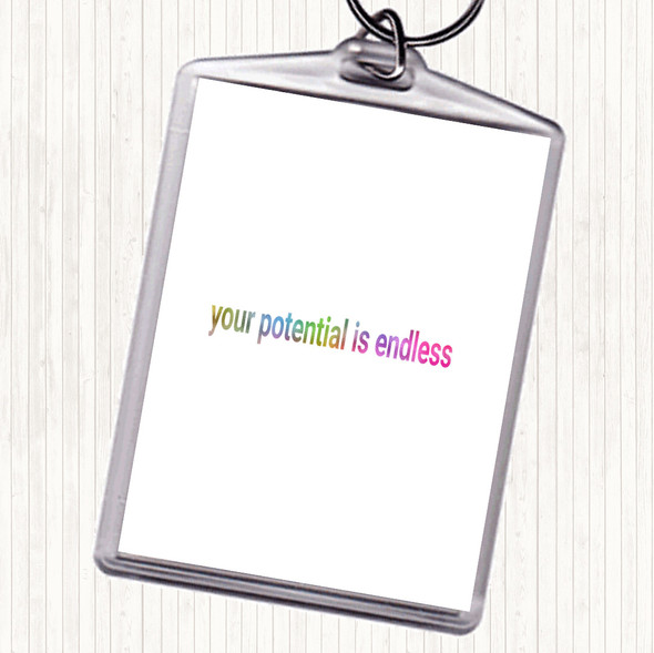 Your Potential Is Endless Rainbow Quote Bag Tag Keychain Keyring