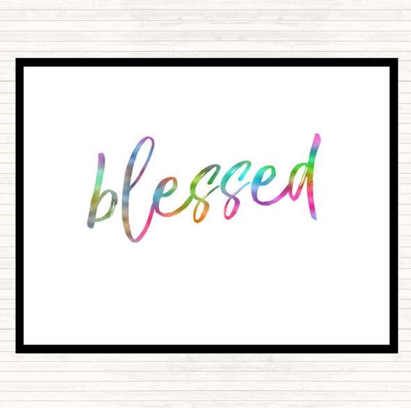Blessed Rainbow Quote Dinner Table Placemat