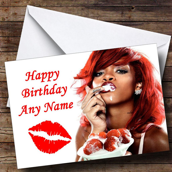 Rihanna Strawberries Personalised Birthday Card