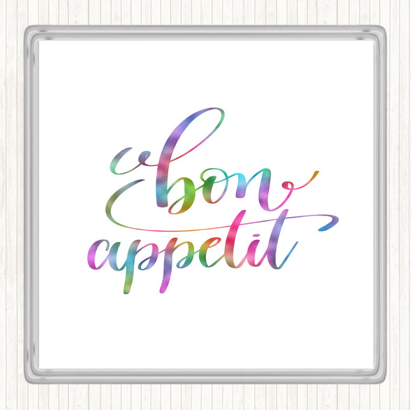 Bon Appetit Rainbow Quote Drinks Mat Coaster