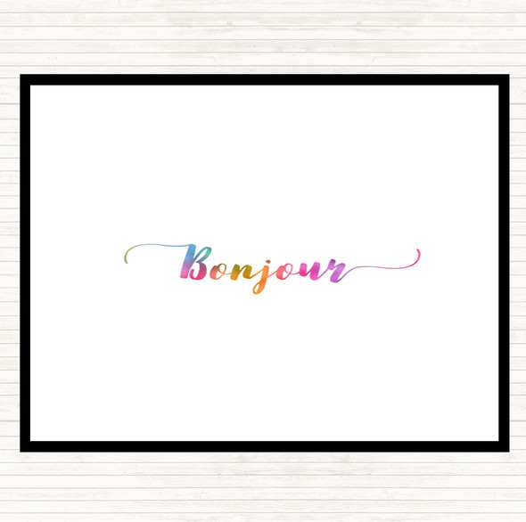 Bonjour Rainbow Quote Mouse Mat Pad