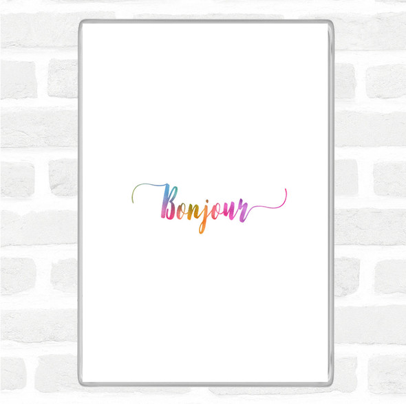 Bonjour Rainbow Quote Jumbo Fridge Magnet