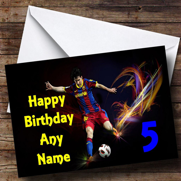 Lionel Messie Colourful Personalised Birthday Card