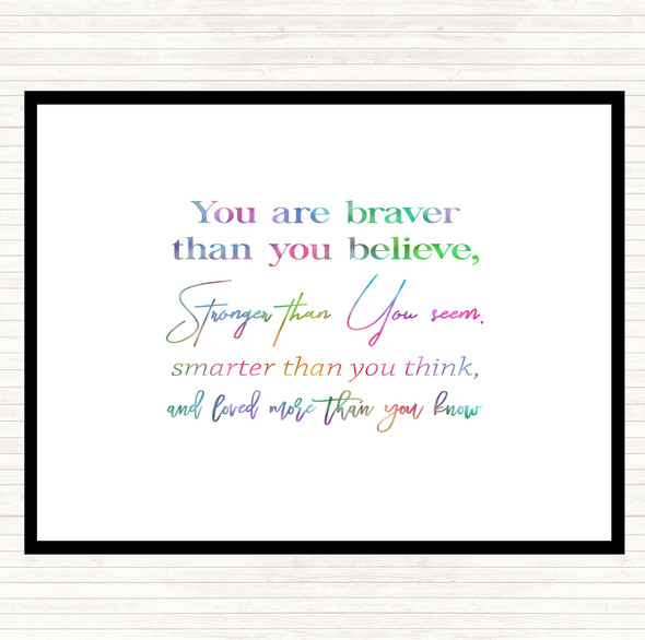 Braver Than You Believe Rainbow Quote Mouse Mat Pad