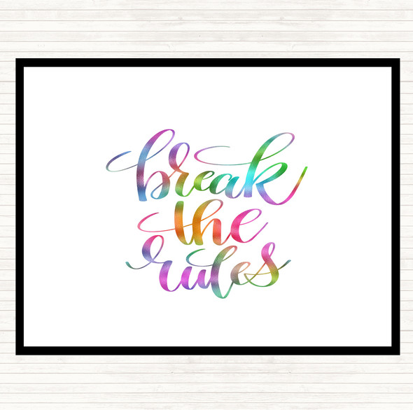 Break The Rules Rainbow Quote Mouse Mat Pad