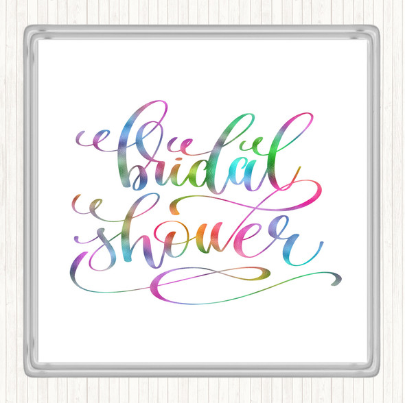 Bridal Shower Rainbow Quote Drinks Mat Coaster