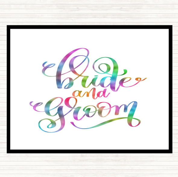 Bride & Groom Rainbow Quote Mouse Mat Pad