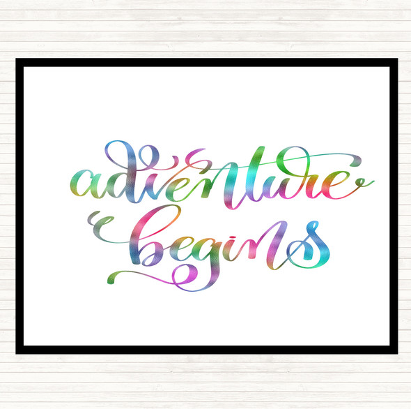 Adventure Begins Swirl Rainbow Quote Dinner Table Placemat