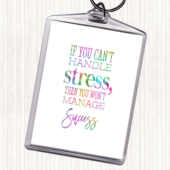 Cant Handle Stress Rainbow Quote Bag Tag Keychain Keyring