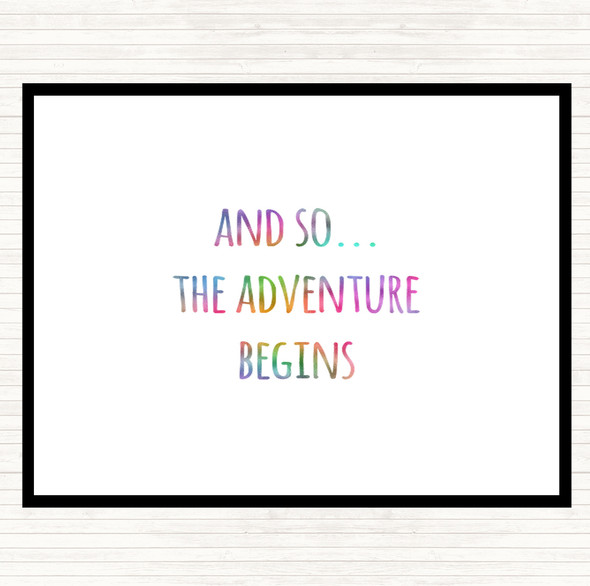Adventure Begins Rainbow Quote Mouse Mat Pad