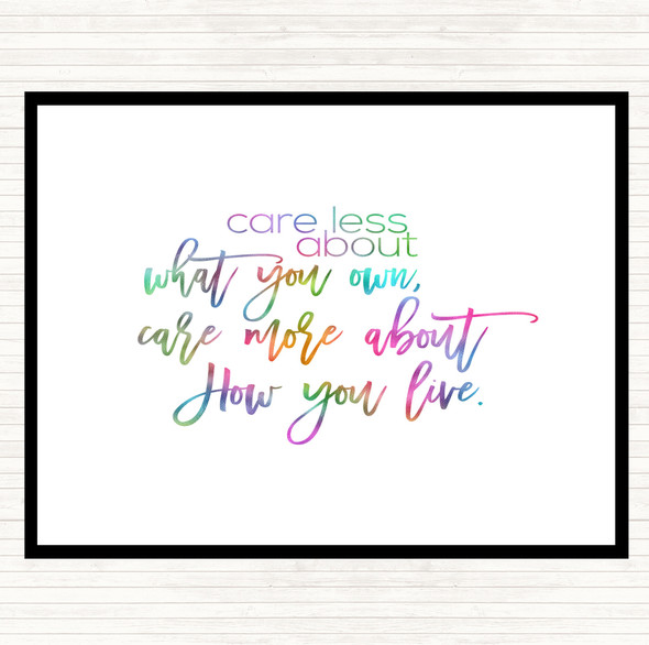 Care Less Rainbow Quote Dinner Table Placemat