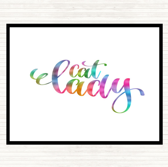 Cat Lady Rainbow Quote Dinner Table Placemat