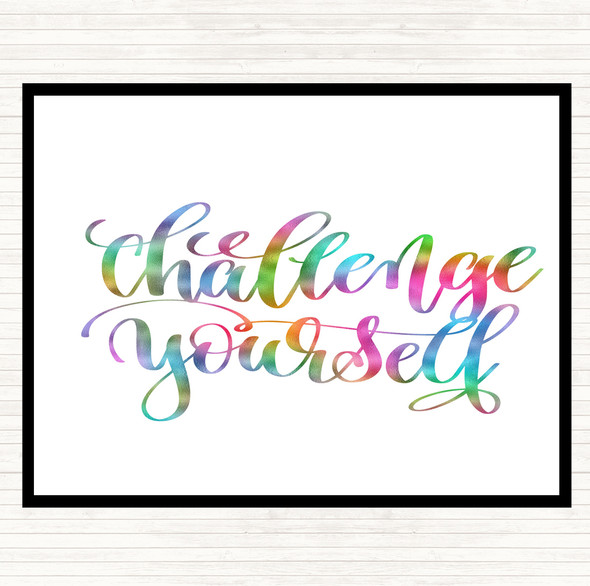 Challenge Yourself Rainbow Quote Mouse Mat Pad